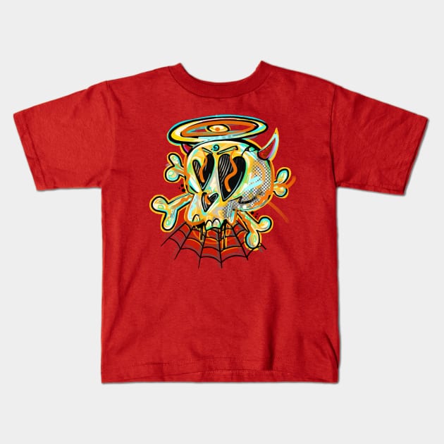 Skull and bones with love graffiti illustration Kids T-Shirt by Razym